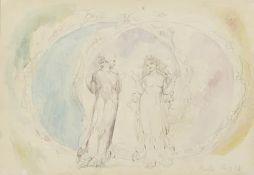 Béatrice et Dante dans les Gémeaux, au milieu des sphères de flamme, illustration de la 